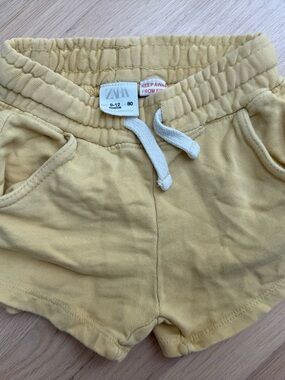 Zara Kids Yellow Drawstring Cotton Shorts